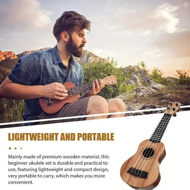 Mini Wooden Finish 5-String Guitar Toy Instrument
